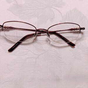 VTG Christian Rothschild CR87 Oval Eyeglass Metal Frames Rose Gold Rhinestone
